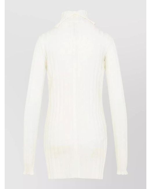 Carven White Turtle Neck Underpinning Stretch Knit Pullover