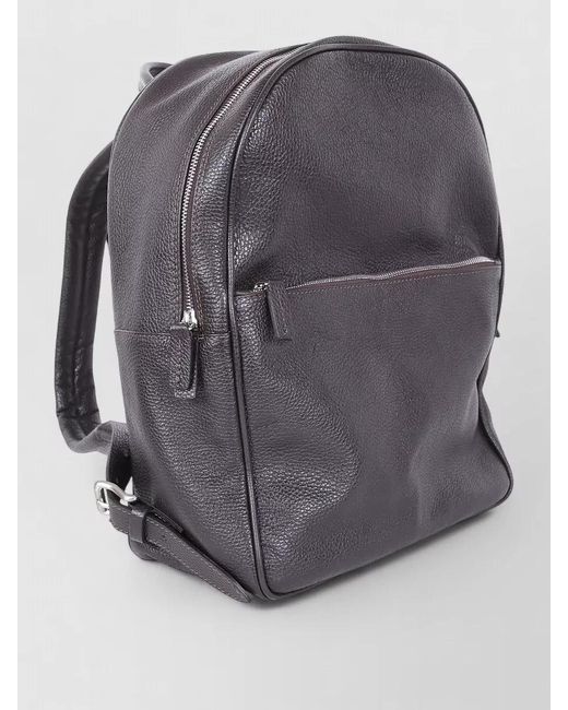 SAIT Gray Leather Backpack Adjustable Straps Front Zip Pocket for men