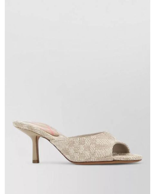 Burberry Natural Fabric Mules Peep Toe Stiletto Heel
