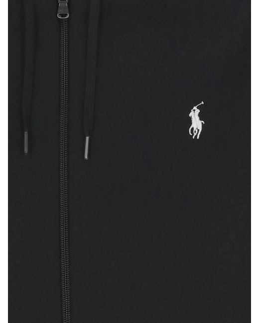 Ralph Lauren Black Cotton-Blend Zip-Up Hoodie for men