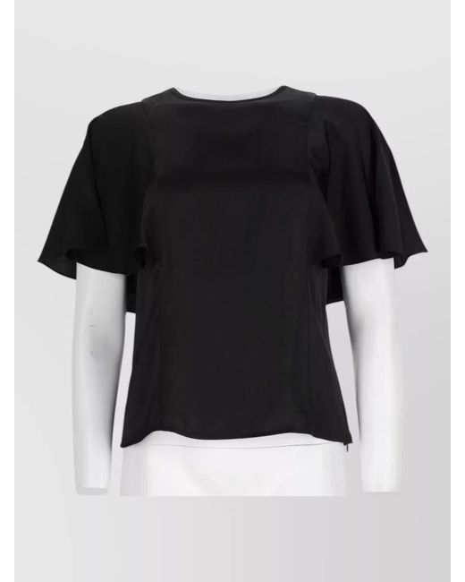 Michael Kors Black Satin Cape-Sleeve Blouse