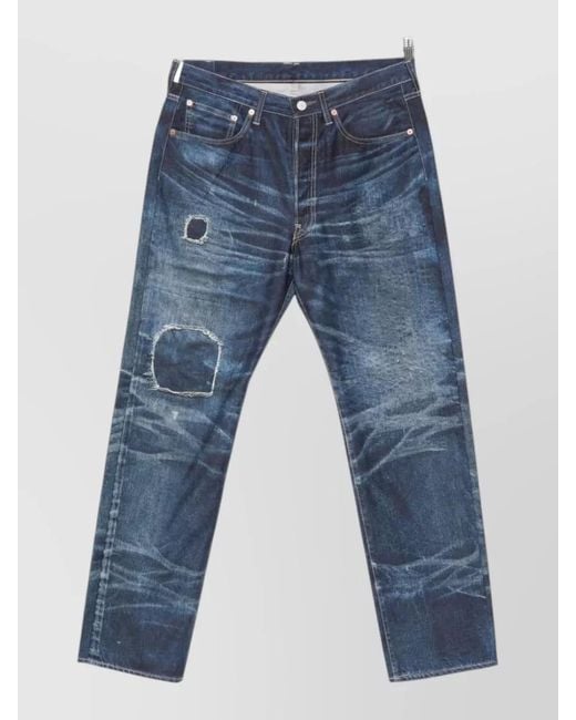 Junya Watanabe Blue Cotton Nylon Denim Trousers Straight Leg Design for men