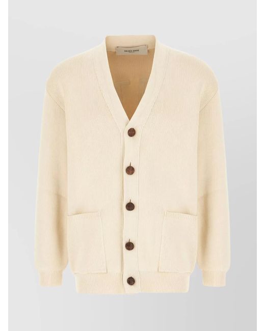 Golden Goose Deluxe Brand Natural Sand Ribbed Texture Cardigan With Front Pockets for men