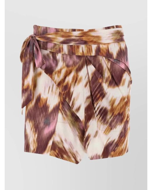 Isabel Marant Pink Cotton Printed Wrap Mini Skirt