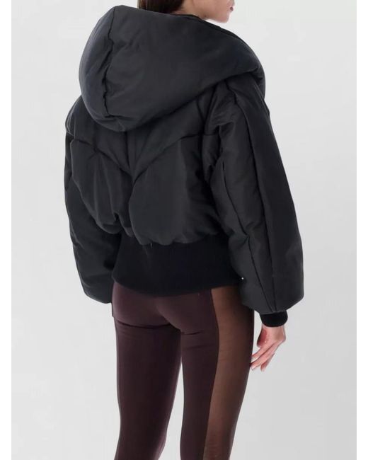 The Attico Black Hooded Bomber Jacket Cropped Padded
