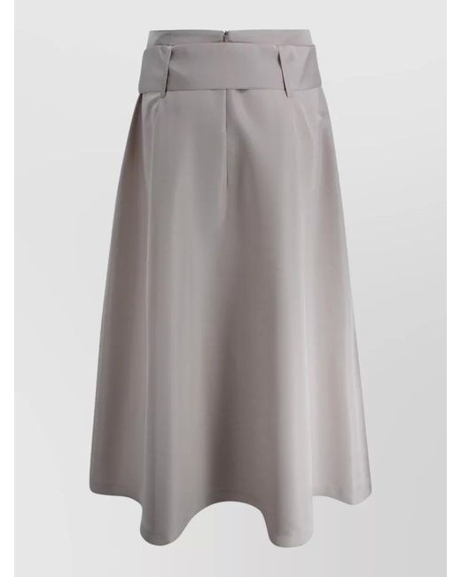 D.exterior Gray Long Taffeta Skirt High Waist Sash