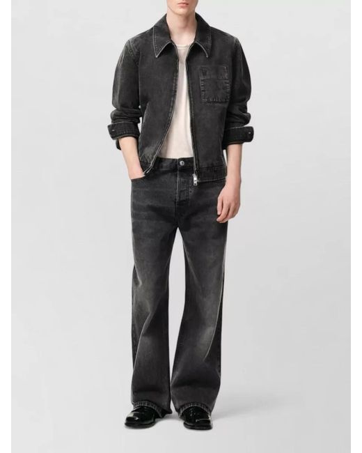 AMI Black Straight Leg Denim Trousers Five Pocket Design for men