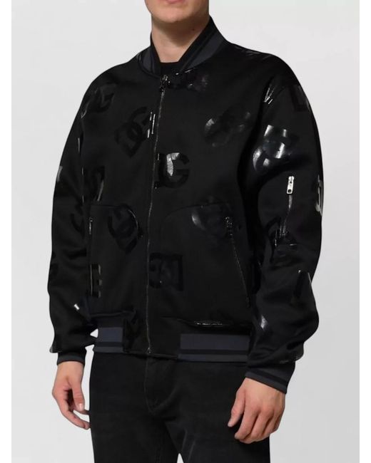 Dolce & Gabbana Black Wool Dg Mania Logo Bomber Jacket for men