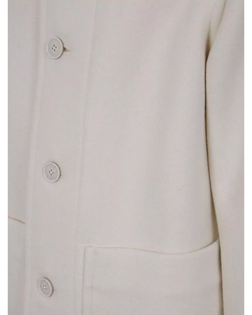Dries Van Noten White Wool Midi Single Breasted Coat for men