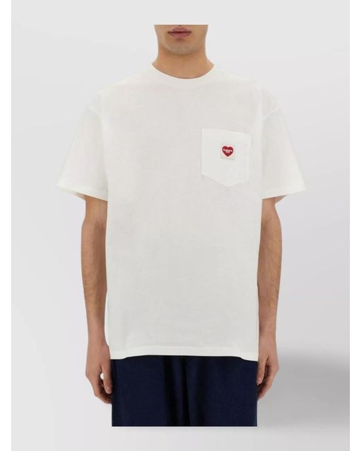 Carhartt White Cotton Logo Patch Short Sleeve T-Shirt for men