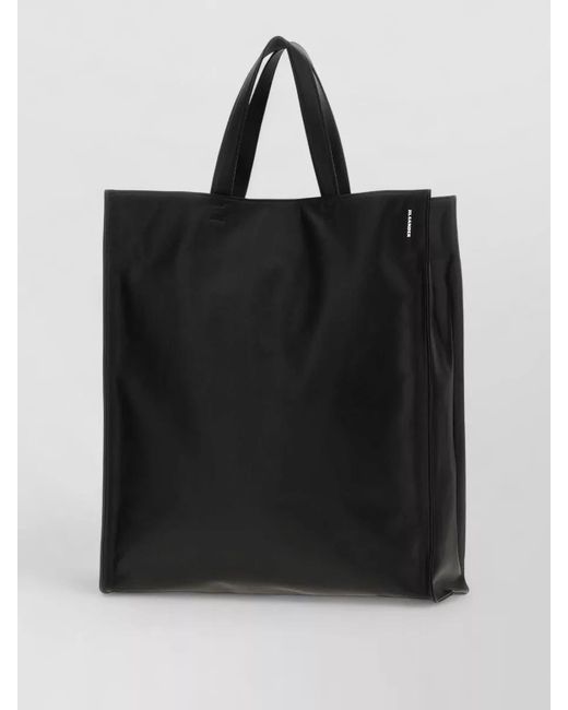 Jil Sander Black Leather Light Shopping Tote Rectangular Top Handles for men