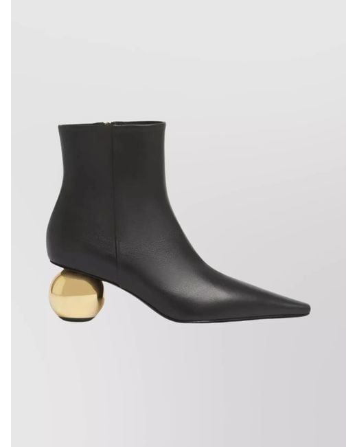 靴 MARNI Ankle Black Leather Boots Marni Women's Black Stylish Ankle Boots With Unique Heel Design