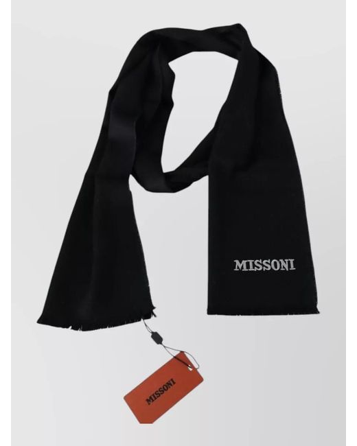 Missoni Black Wool Logo Scarf Neck Wrap for men