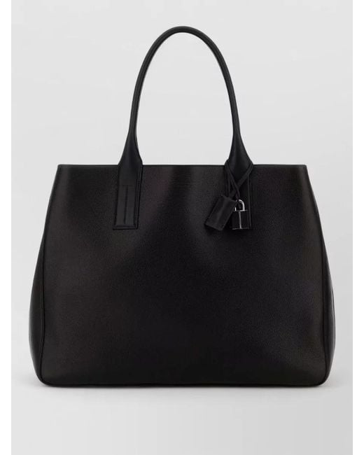 Tom Ford Black Leather Shopping Tote Bag Top Handles for men