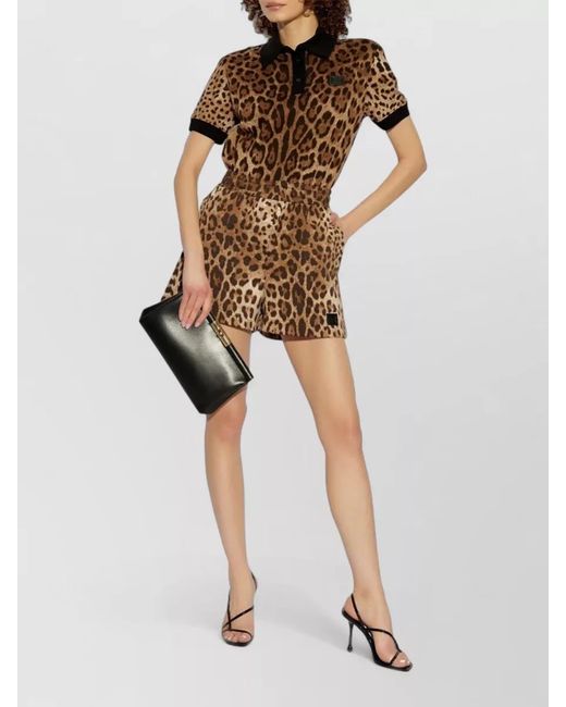 Dolce & Gabbana Brown Leopard-Print Thigh-Length Shorts