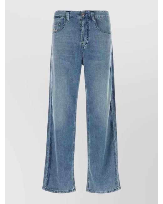 DIESEL Blue Denim Wide-Leg Trousers for men