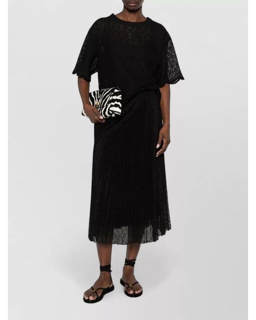 Ermanno Scervino Black Embroidered Short-Sleeve Blouse