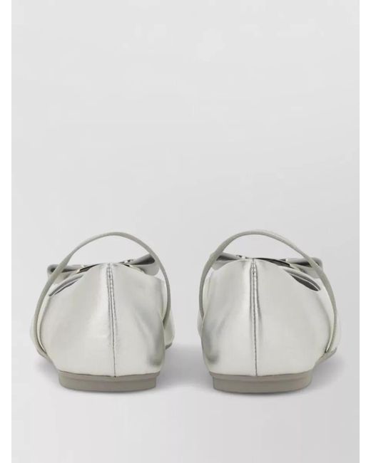 Ferragamo Gray Dancer Ballerina Shoes Round Toe Bow