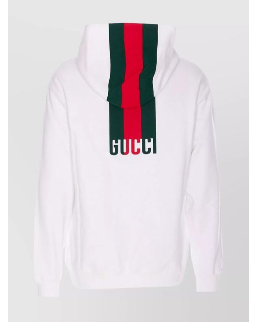 Gucci White Logo Print Hoodie for men