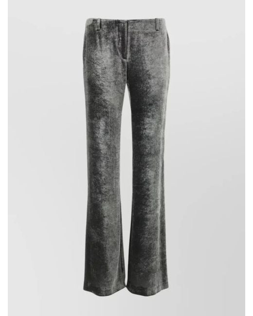 Alberta Ferretti Gray Velvet Wide-Leg Trousers