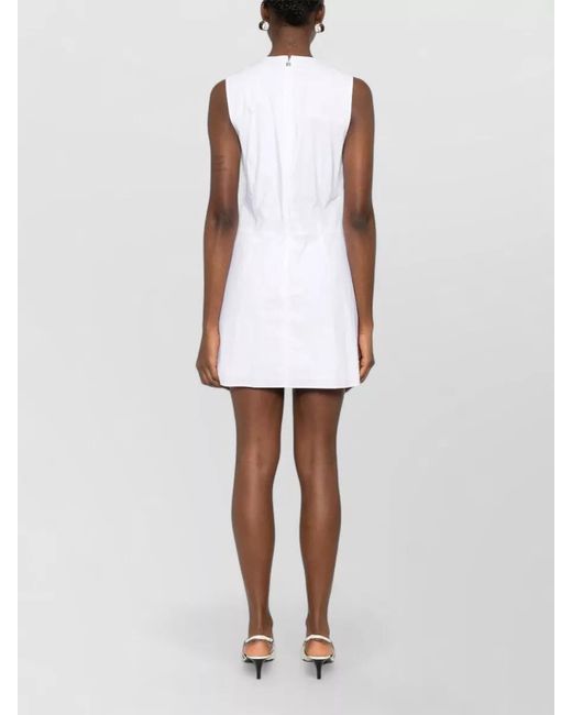 ROTATE BIRGER CHRISTENSEN White Organic Cotton Sleeveless Bow-Detail Mini Dress