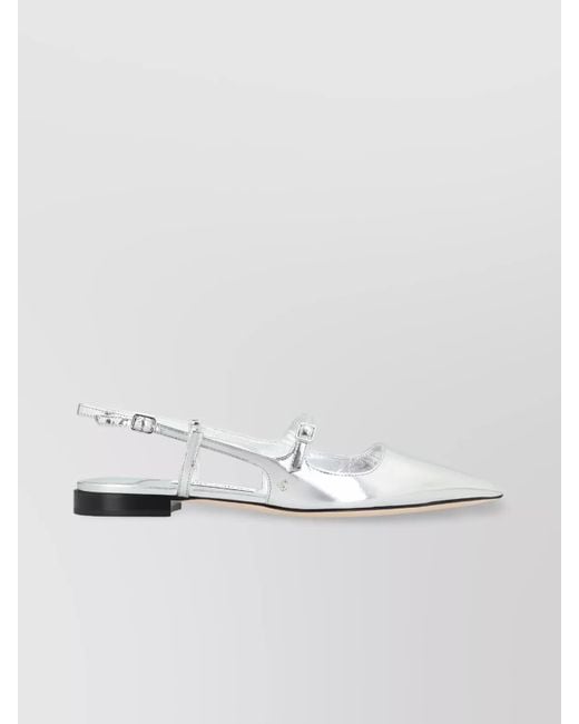 Jimmy Choo White Leather Slingback Ballerina Flats