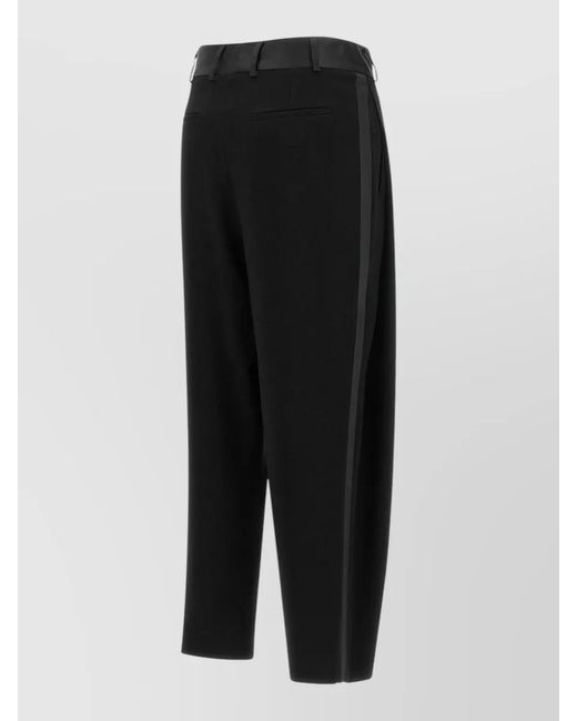 Alberto Biani Black Asymmetrical Panel Trousers Tailored Stripe Design