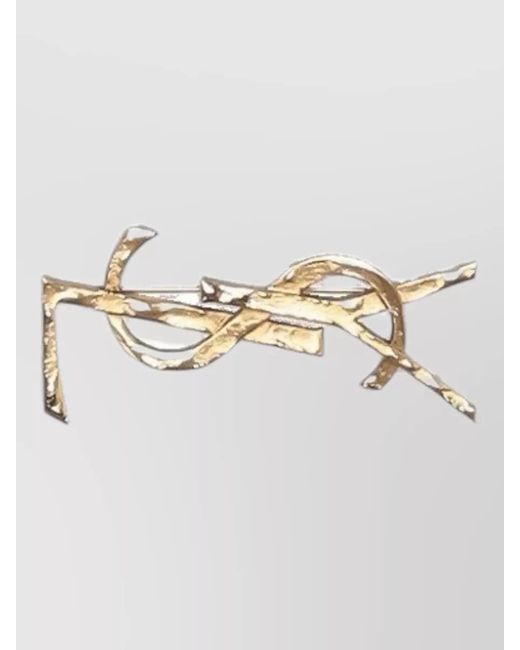 Saint Laurent Metallic Twisted Design Cassandre Roche Brooch