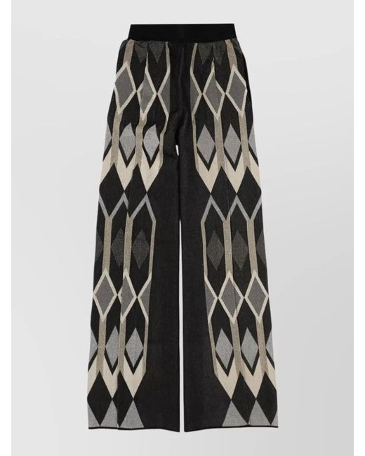 Circus Hotel Multicolor Pants Geometric Lamé Jacquard Wide Leg
