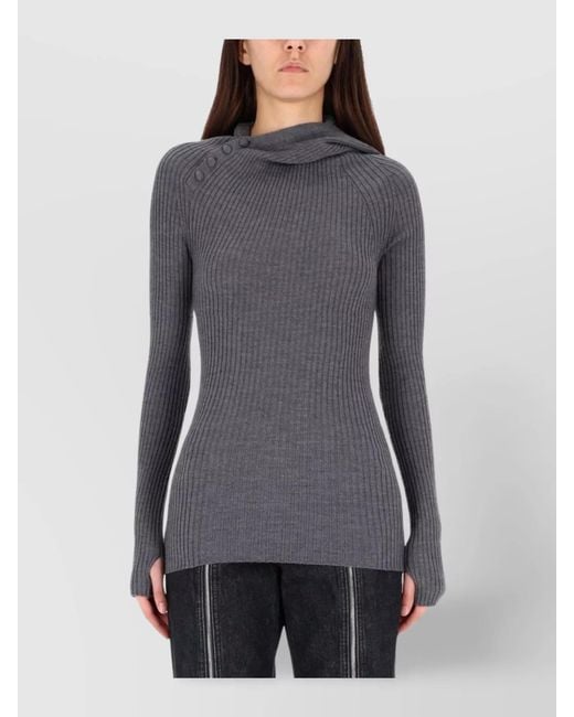 Jean Paul Gaultier Gray Ribbed Merino Wool Sweater