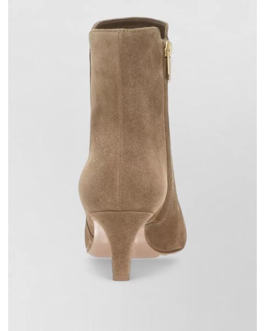 Gianvito Rossi Brown Levy Suede Ankle Boots Kitten Heel