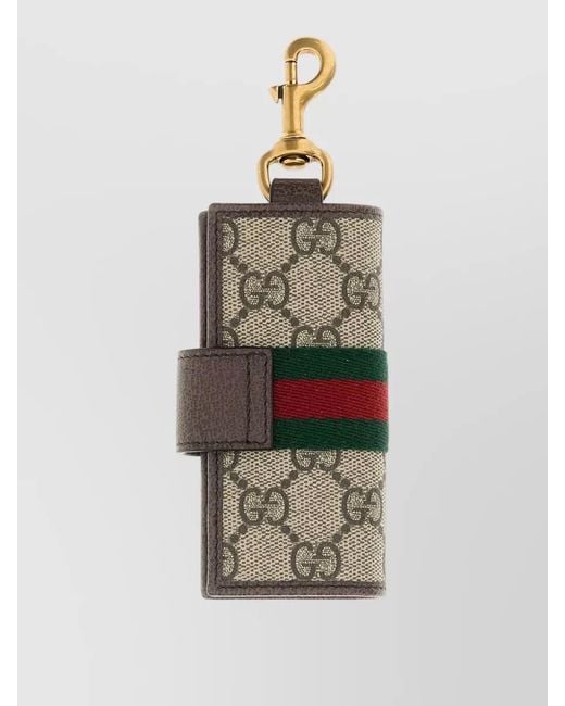Gucci White Canvas Keyring Holder Monogram Pattern for men