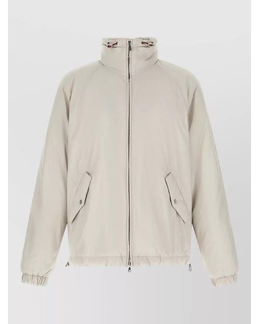 Brunello Cucinelli Natural Nylon Hooded Raglan Coat Drawstring Hem for men