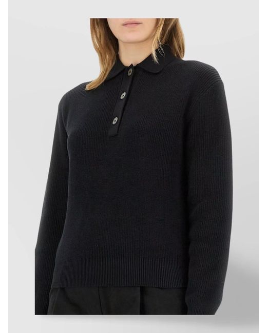 Studio Nicholson Black Cotton Regular-Fit Knit Polo Shirt