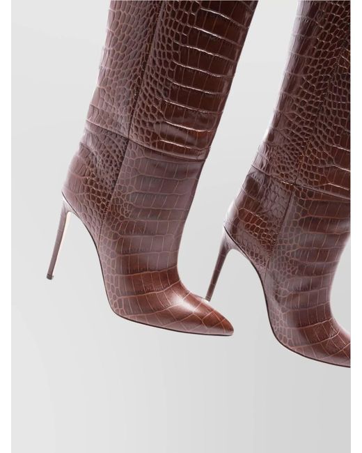 Paris Texas Brown Embossed Leather Knee-High Stilettos