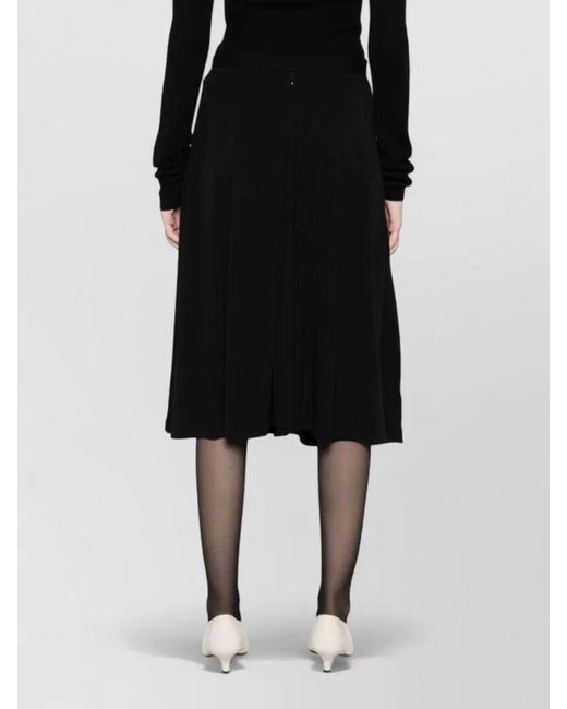 Totême Black Jersey A-Line Pleated Midi Skirt