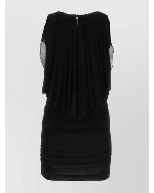 Saint Laurent Black Draped Sleeveless Mini Dress