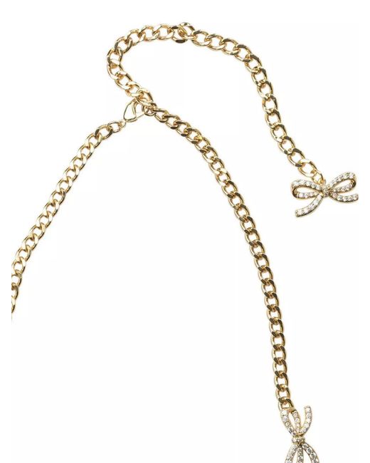 Self-Portrait White Crystal Bow Necklace