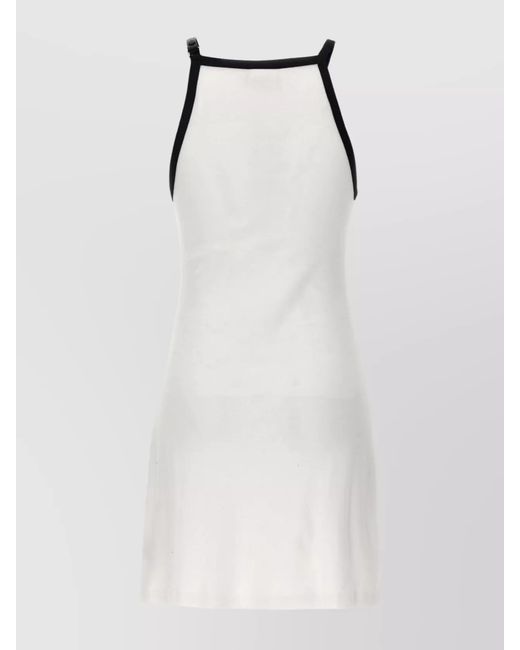 Courreges White Cotton Halterneck Sleeveless Logo-Appliqué Mini Dress