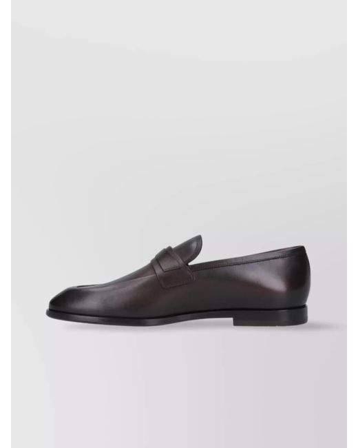 Ferragamo Brown Buckle Detail Leather Sole Round Toe Loafers for men