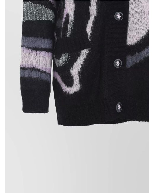 Emilio Pucci Black Mohair Oversized V-Neck Embroidered Cardigan
