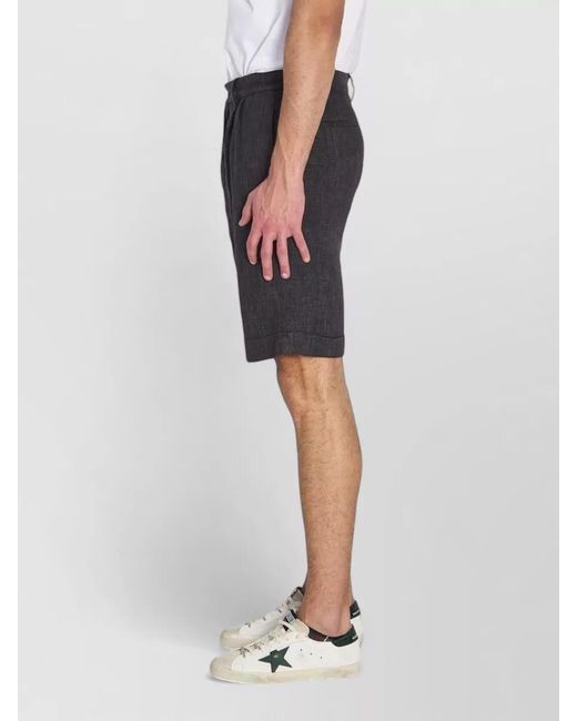 Barena Blue Linen Blend Wide-Leg Tailored Shorts for men