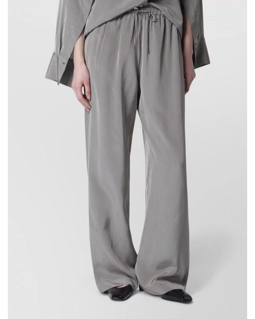 Rohe Gray Pinstripe Wide Leg Pants Side Pockets