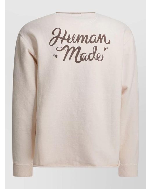 Human Made Natural Henley Neck Sweatshirt Ribbed Cuffs Design for men