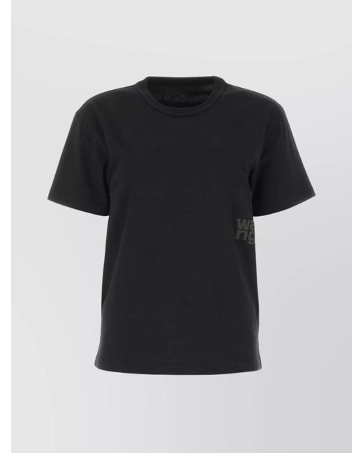 Alexander Wang Black Cotton Logo Print Short Sleeve T-Shirt