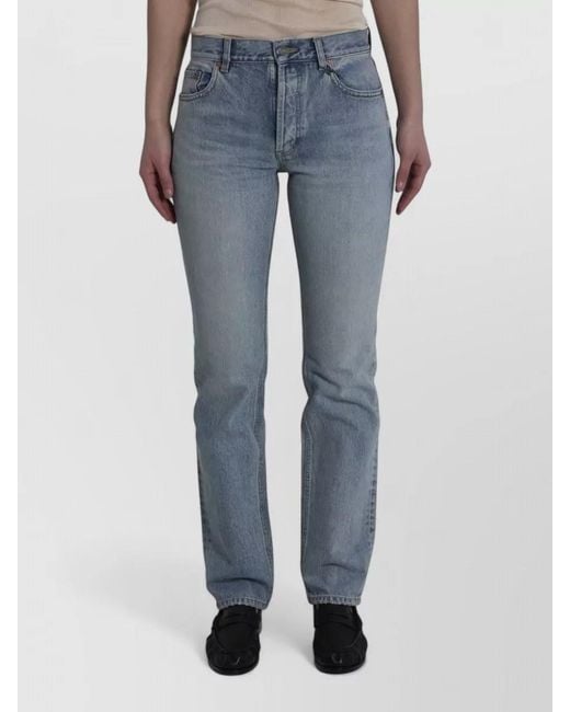 Saint Laurent Blue South High Waist Straight Leg Jeans