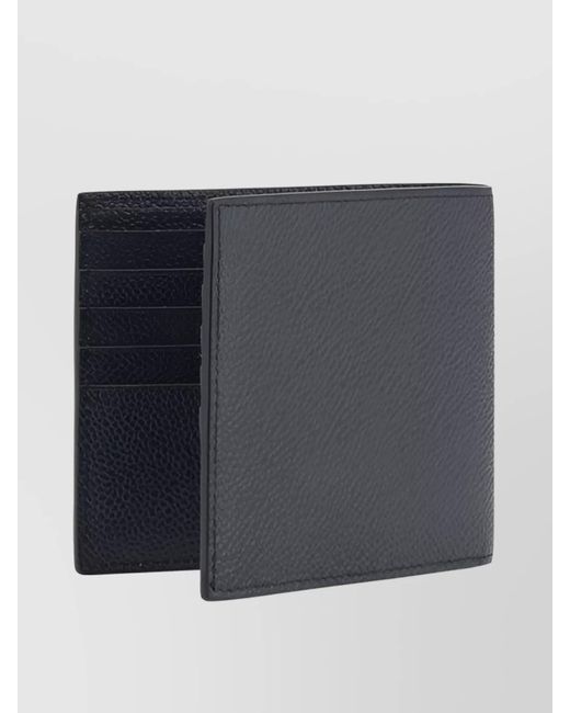 Thom Browne Blue Leather Fold Wallet Textured Finish for men