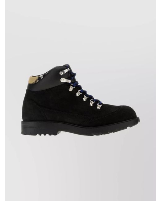 Burberry Black Leather Ankle Hiking Boots for men