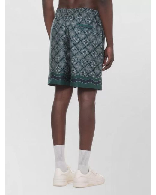 Casablanca Blue Silk Bermuda Shorts Radiating Monogram Pattern for men
