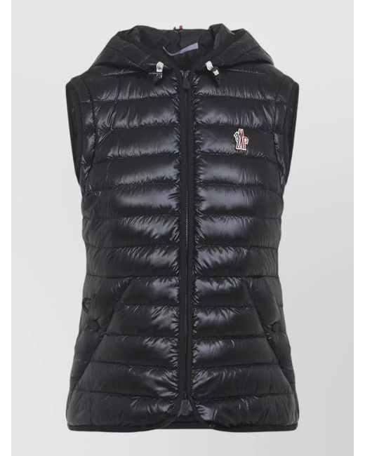 Moncler Black Karuras Hooded Jacket Elastic Cuffs Quilting